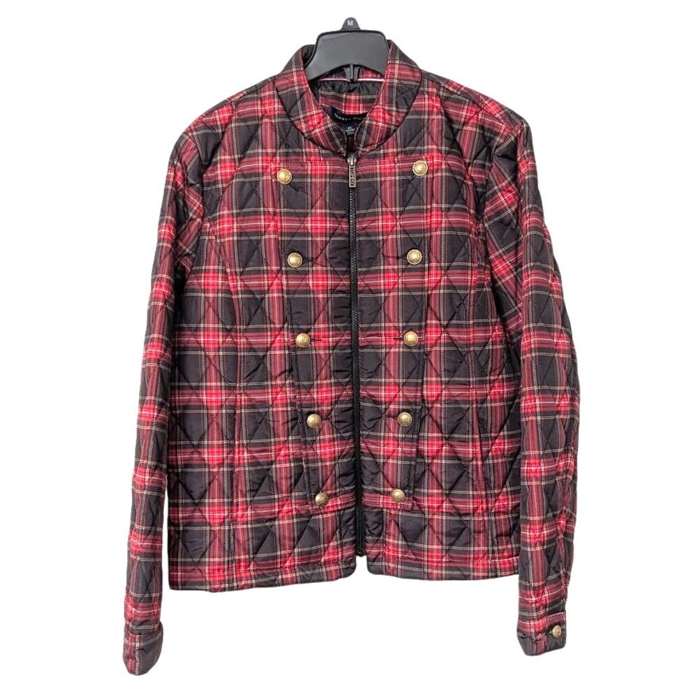 Tommy Hilfiger Womens Quilted Plaid Double-Breasted Coat Academia Preppy 2XL NWT